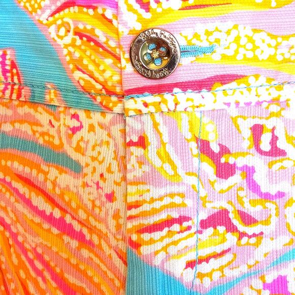 Lilly Pulitzer The Walsh Pink, Blue, & Orange Summer Short in Lenore Print - Picture 5 of 6